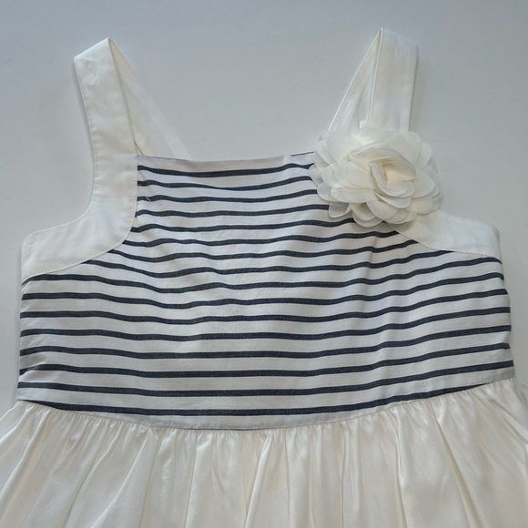 Janie & Jack Striped Blossom White & Blue Dress Girls Size 3 - Picture 5 of 11